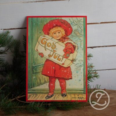 Adventskalender - flicka med julklapp