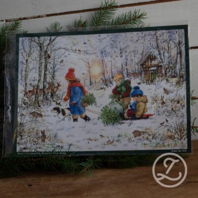 Adventskalender - barn med kälke